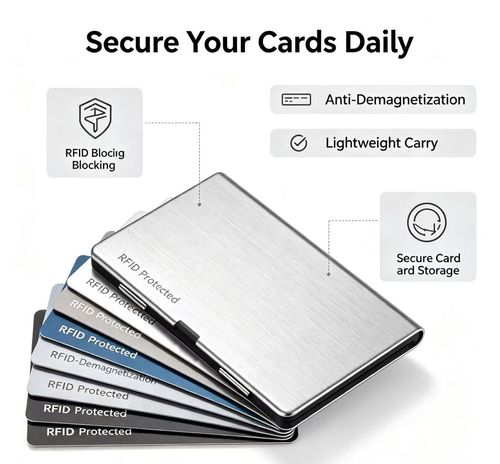 10 Slots RFID Blocking Metal Card Holder, Ultra‑Slim Stainless Steel Anti‑Scan Wallet for Credit ID Cards