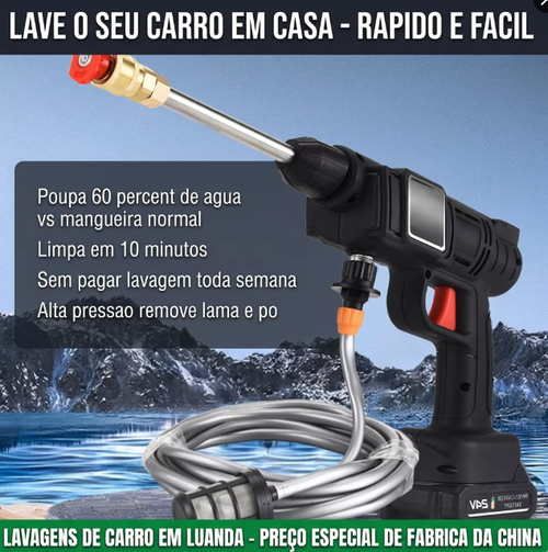Limpadora Portátil Sem Fio | Para Carros, Pátio e Jardim | Bateria de Lítio