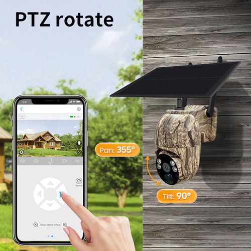 Solar-Powered Full-Color Night Vision Closed-Circuit Television Camera with Camouflage Design, Two-Way Voice, Wireless Monitoring, Waterproof and Dustproof