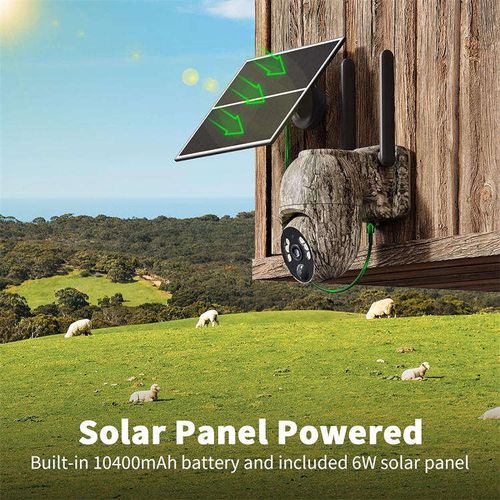 Solar-Powered Full-Color Night Vision Closed-Circuit Television Camera with Camouflage Design, Two-Way Voice, Wireless Monitoring, Waterproof and Dustproof