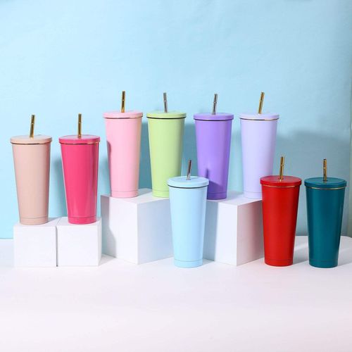 Colorful Dopa 304 Stainless Steel Straw Cup Portable Outdoor Insulated Cup Dual-Layer Vacuum Coffee Mug for Cars Gift Water Cup