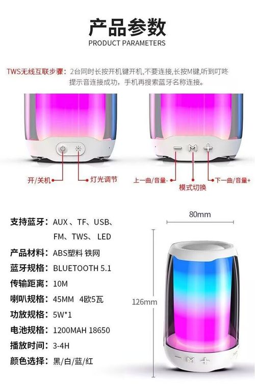 Hot-selling Pluse4 Mini Wireless Portable Home Subwoofer RGB Light Stereo Mini Bluetooth Speaker FM Tuning Support USB  TF  AUX