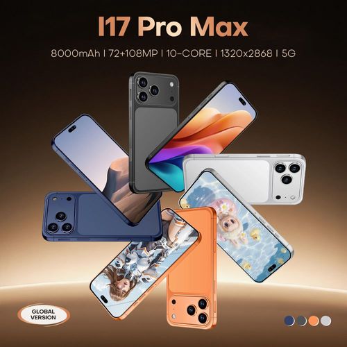 2026 New Arrival Original I17 Pro Max 5G Smartphone 16+1TB Android 15 120Hz 7.3 Display 108MP Rear Camera Deca Core 5G Phone