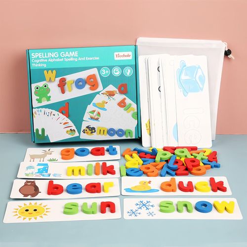 Montessori 3D Wooden Magnetic Alphabet Puzzle Children's English Learning Toy Spelling and Writing Toy Alphabet Matching Game Word Building Activity