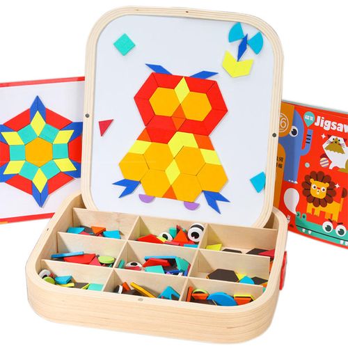 288-Piece Wooden Geometric Puzzle Set Children's Educational Early Learning Creative Shape Building Blocks Logical Thinking Toy