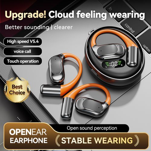 True wireless earbuds M113 ear clip bone conduction earbuds digital display noise-canceling ear hooks AI translator earbuds