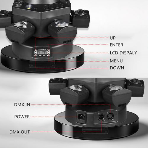 6 Arm Bee Eye DJ LED Strobe Disco Stage Light 150W RGBW Laser Party Light Wedding Theme Park Remote Control Beam Moving Head