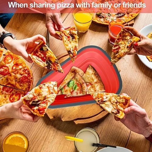 Reusable Silicone Pizza Box Foldable Triangular Takeaway Lunch Box Kitchen Camping Essential Heat-Resistant