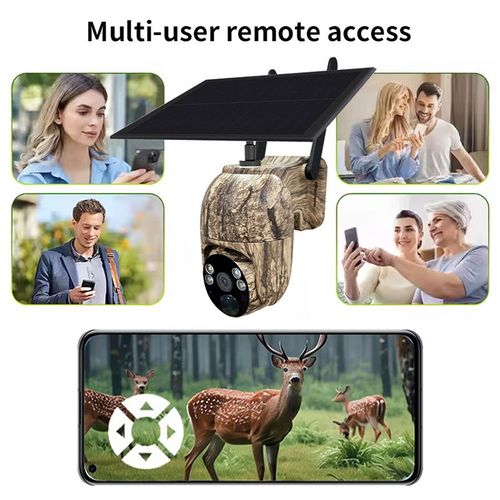 Solar-Powered Full-Color Night Vision Closed-Circuit Television Camera with Camouflage Design, Two-Way Voice, Wireless Monitoring, Waterproof and Dustproof
