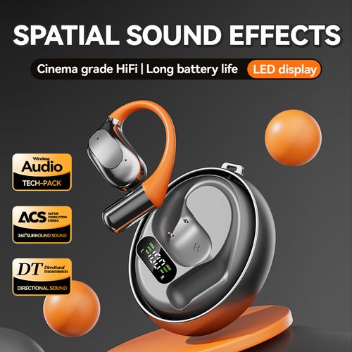 True wireless earbuds M113 ear clip bone conduction earbuds digital display noise-canceling ear hooks AI translator earbuds