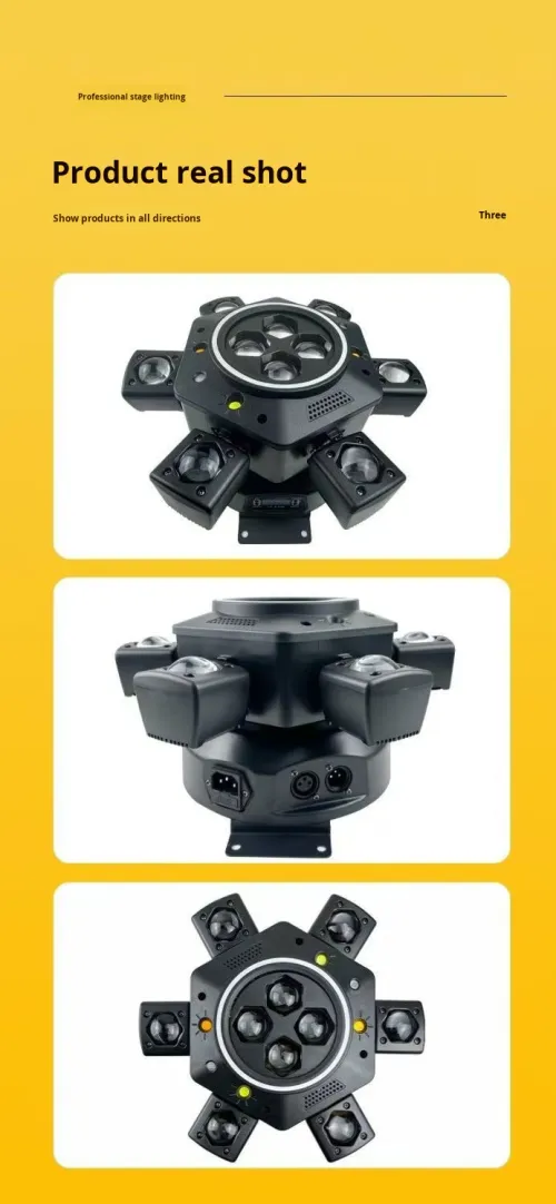 6 Arm Bee Eye DJ  Strobe Disco Stage Light 150W RGBW Laser Party Light Wedding Theme Park Remote Control Beam Moving Head
