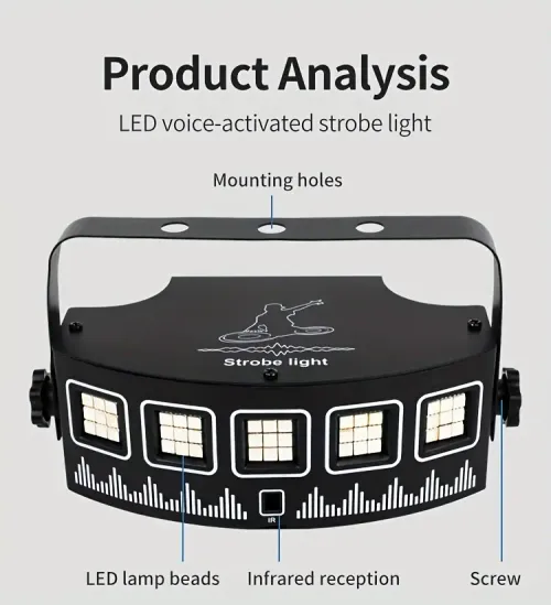 Dj Disco Lights Strobe Stage Light Laser LED Sound Activated Remote Control for Party Wedding Event Show