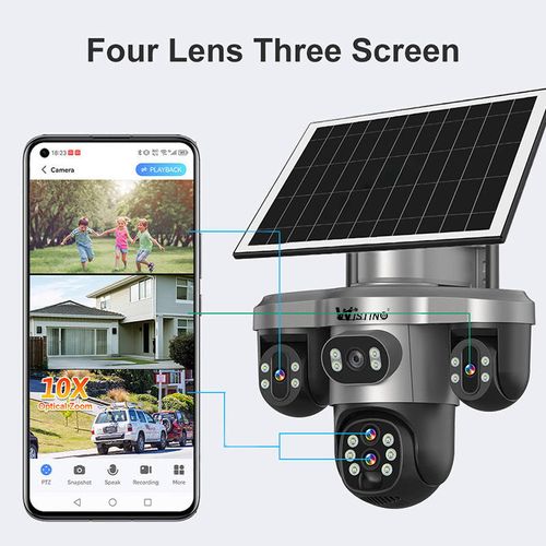 Solar-Powered Surveillance Camera, Free Data Usage, Outdoor Monitor, No Power, No Network, 360° HD, Night Vision