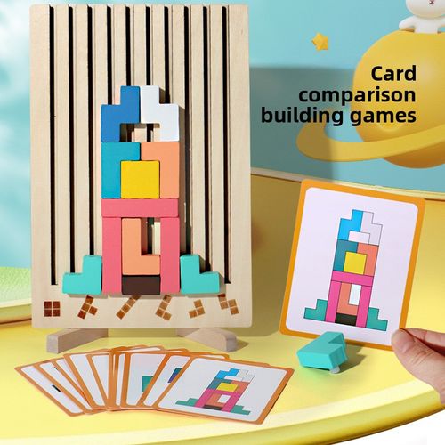 Tetris Wooden Building Blocks Baby 3D Cubic Puzzle Children's Educational Wooden Toy