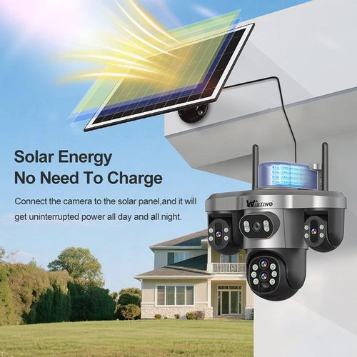 Solar-Powered Surveillance Camera, Free Data Usage, Outdoor Monitor, No Power, No Network, 360° HD, Night Vision