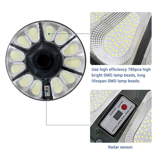 High-efficiency solar panels, polycrystalline ABS waterproof IP66 500W UFO LED solar garden lights
