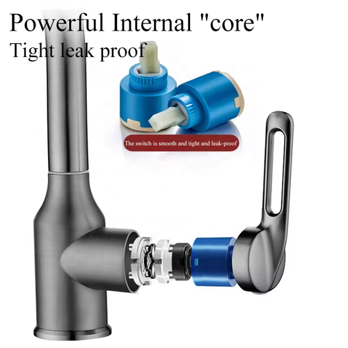 Hot sale matte gray bathroom faucet rain waterfall basin faucet deck hidden hot and cold mixer sink faucet