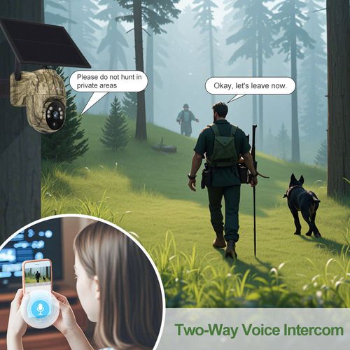 Solar-Powered Full-Color Night Vision Closed-Circuit Television Camera with Camouflage Design, Two-Way Voice, Wireless Monitoring, Waterproof and Dustproof