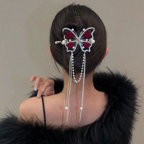 Tassel Rose Hair Clip