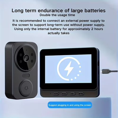 Intelligent Doorbell Camera Featuring a 4.3-Inch Display, 1080P FHD Monitor, 120° Field of View, Suitable for Home Security, Equipped with Night Vision, Two-Way Audio, No Wifi Required, Wall-Mounted, Touch Control, No App Needed, Visual Doorbell