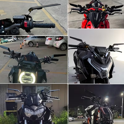 Motorcycle rearview mirror, adjustable and rotating rearview mirror, concealed wing side mirror