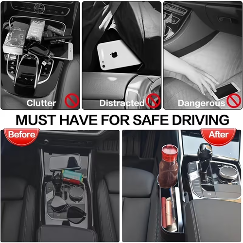 2pcs Set Of Car Seat Gap Filling Storage Box, Car Seat Buckle Storage Box with Head Pillow Hook,