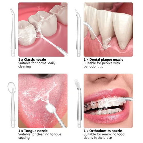Rechargeable Portable Electric Dental Water Flosser Oral Irrigator With 4 Nozzle