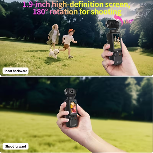 4K UHD 180° Rotating Lens Anti Shake Action Camera with 1.9 Inch Screen