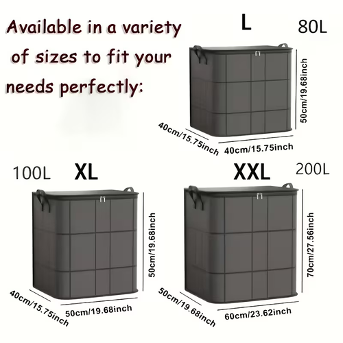 Pack Large Clothes Storage Bags, Foldable Wardrobe Storage Bag, Large Capacity Storage Box, Household Double Zipper Organizer Bag with Handles for Clothes And Quilts, Suitable for Moving, Travel, Storage Basket, And Under-Bed Storage Bag