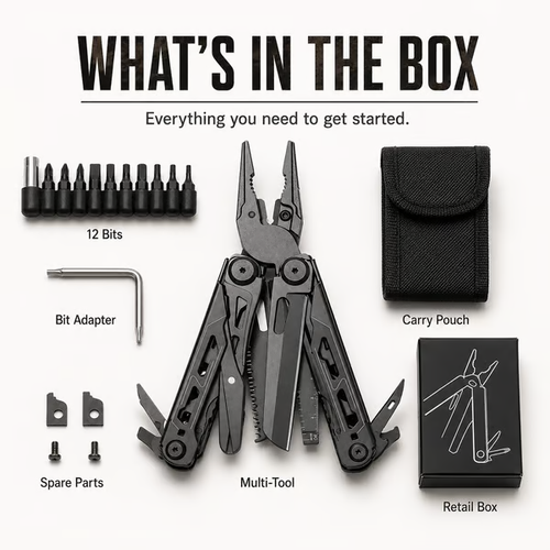 🏕️16‑in‑1 Multi‑Tool Pliers with Full‑Size Folding Scissors