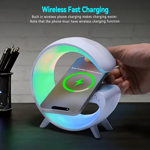 Sunrise Simulation Wake Up Lamp.256 RGB Color Night Light with Fast Wireless Charger & Bluetooth Speaker