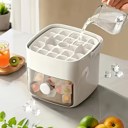 🔥Essentials for Summer🧊2 Tier Convenient Push-In Ice Cube Mold with Tray Case