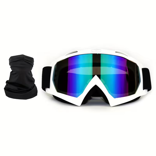 High Quality Motorcycle Goggles Motocross Motorcycle Goggles Windproof Dustproof ATV Racing Goggles Anti-scratch Skiing Goggles Protective Safety Glasses for Men And Women TPU Frame PC Lens 1 Headscarf Mask
