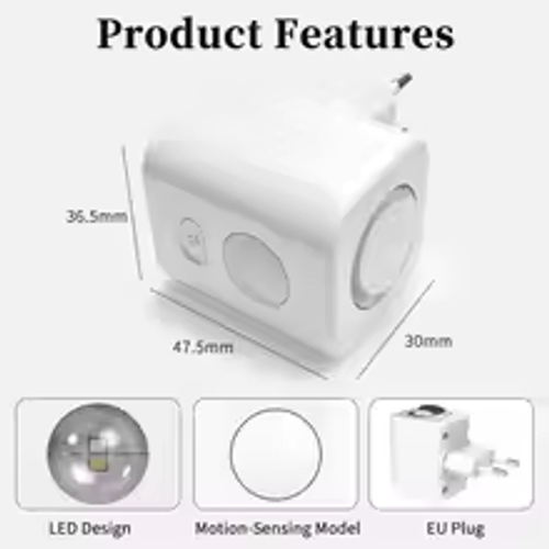 Motion Sensor Plug in Night Light RGB Color Changing Dusk to Dawn Touch Control Brightness Adjustable EU Wall Lamp Bedroom