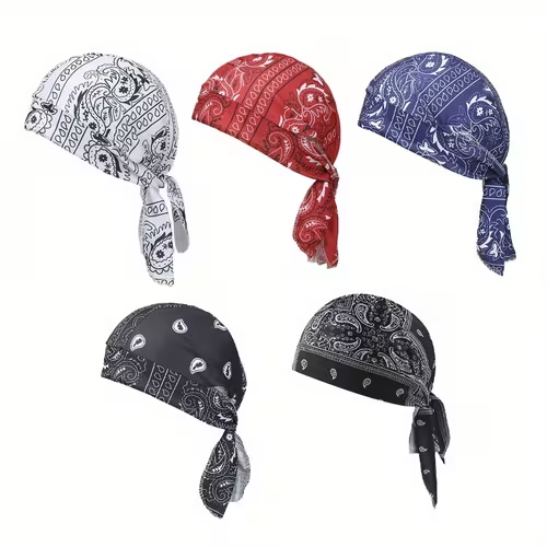 5pcs.Paisley Cooling Headscarf Cap.Pack of 5 mixed colors