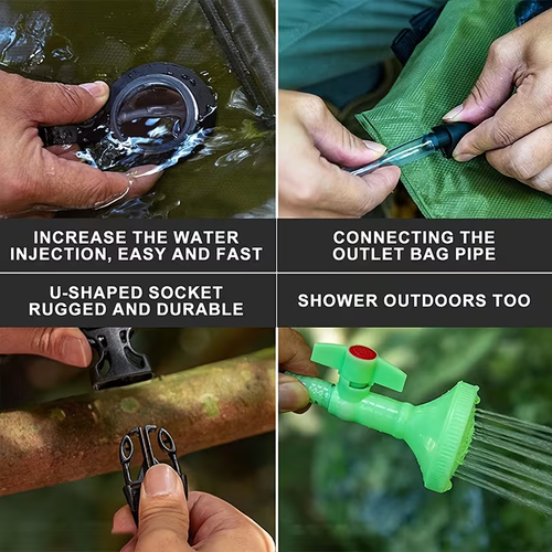 Portable Outdoor Camping Shower Bag - A Durable Outdoor Shower Device Equipped with Adjustable Hoses, Lightweight and Easy to Store, Suitable for Camping, Beaches, RVs and Courtyards