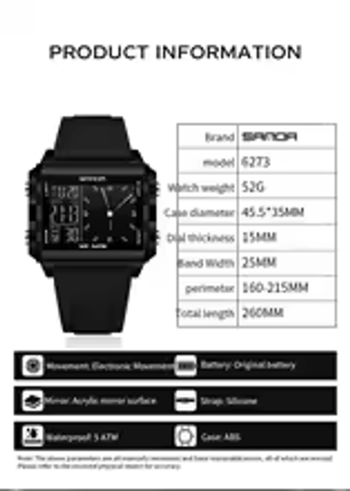 ✨Waterproof Transparent Digital Watch – 50M Rating, Luminous Display, Hybrid Time
