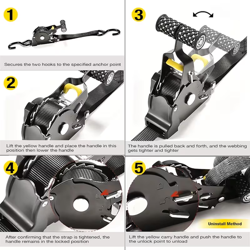 Heavy-duty Automatic Retractable Ratchet Strap-11-foot S-hook Strap With Padded Handle, Cargo Securing Strap, Working Load Limit 1, 500 Lbs, Suitable For Lorries, Freight Trailers, Motorbikes, Removals And Household Appliances