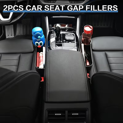 2pcs Set Of Car Seat Gap Filling Storage Box, Car Seat Buckle Storage Box with Head Pillow Hook,