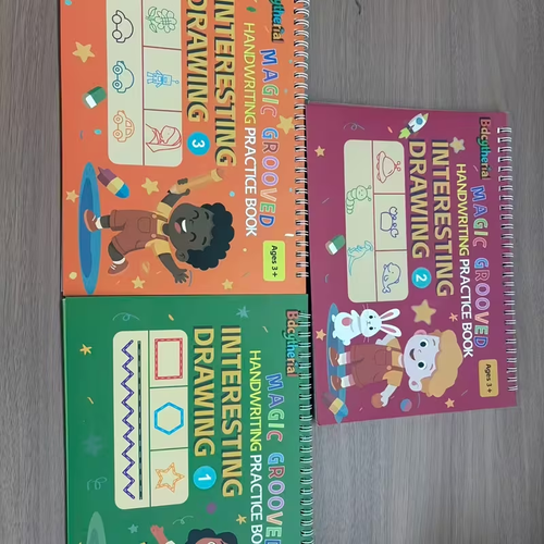 🔥(7 Books And 1 Pen) Magic 3D Grooved Practice Books📚, Reusable, Including Letters, Words, Numbers, And Drawing Exercises, a Fun Learning Activity Book Suitable for Children Aged Three And Above Sold by SY Vista Shop✨