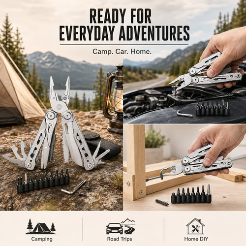 🏕️16‑in‑1 Multi‑Tool Pliers with Full‑Size Folding Scissors