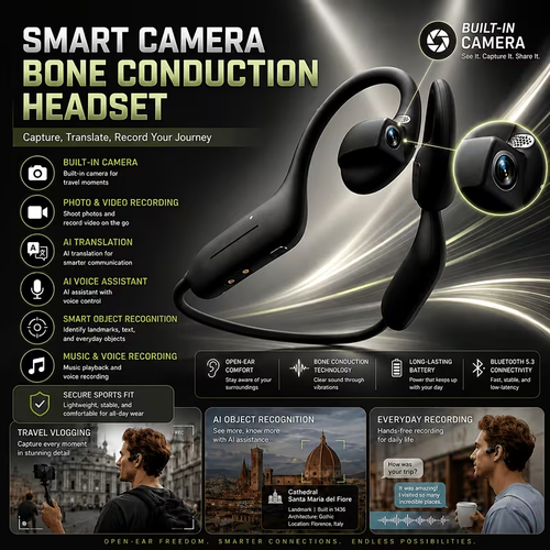 E12 Intelligent Translation Camera Earphones