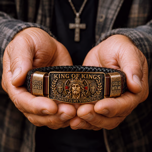✝️ King of Kings Faith Bracelet – Adjustable Christian Wristband Gift