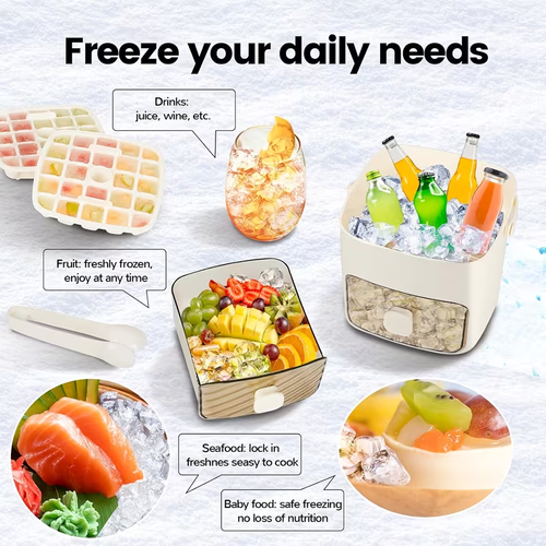 🔥Essentials for Summer🧊2 Tier Convenient Push-In Ice Cube Mold with Tray Case