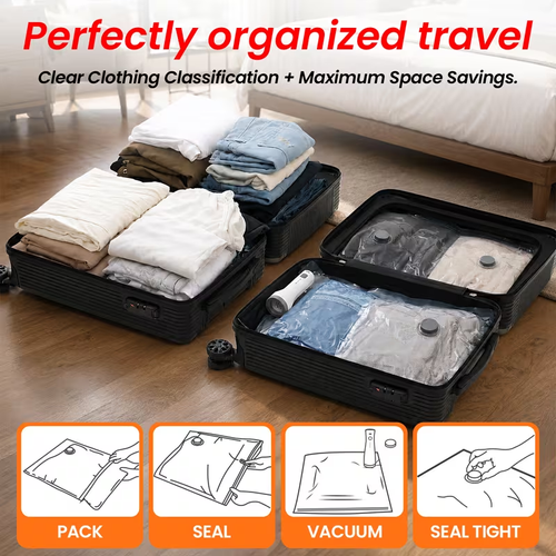 15-Pack Travel Vacuum Storage Bags with Portable USB Electric Pump, Portable Vacuum Seal Bags for Luggage And Suitcases, Space Saver for Clothes And Travel Organization