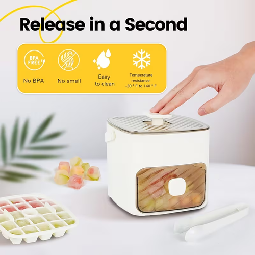 🔥Essentials for Summer🧊2 Tier Convenient Push-In Ice Cube Mold with Tray Case