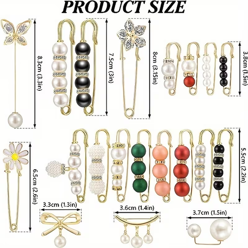✨ 4pcs  Pearl Corset Brooch | Elegant Waist & Collar Fashion Pin
