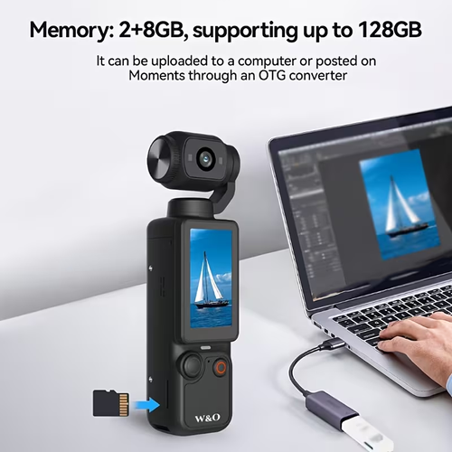 4K UHD 180° Rotating Lens Anti Shake Action Camera with 1.9 Inch Screen
