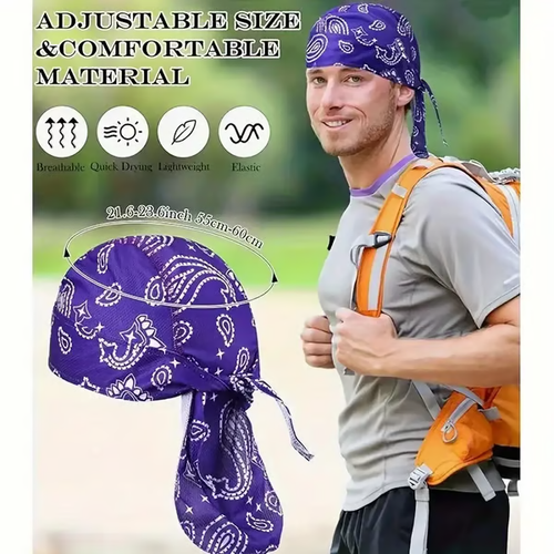 5pcs.Paisley Cooling Headscarf Cap.Pack of 5 mixed colors