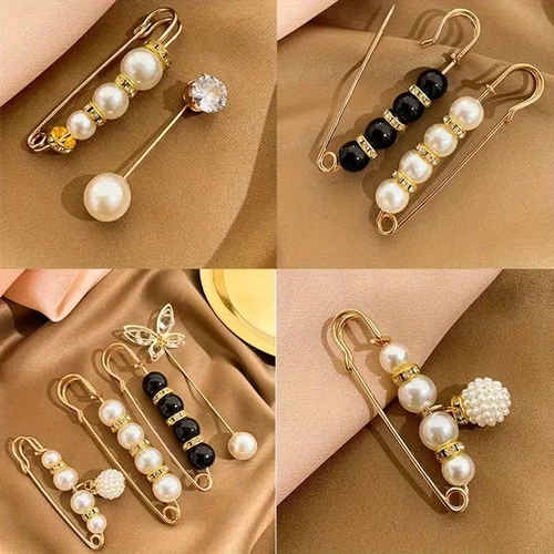 ✨ 4pcs  Pearl Corset Brooch | Elegant Waist & Collar Fashion Pin